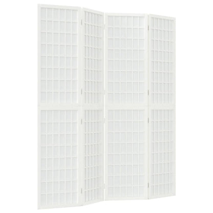 Folding 4-Panel Room Divider Japanese Style 160x170 cm White