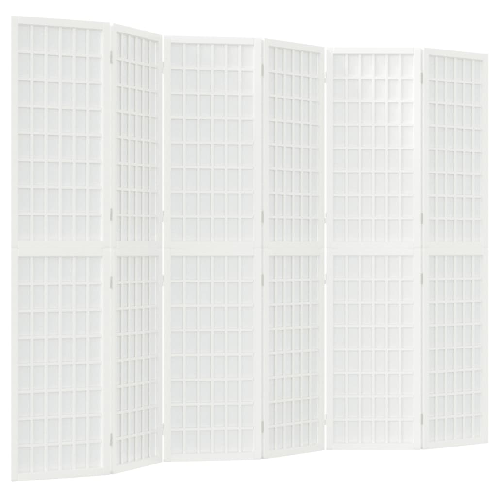 Folding 6-Panel Room Divider Japanese Style 240x170 cm White