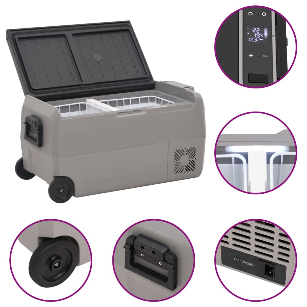 Cool Box with Wheel and Handle Black & Grey 50 L PP & PE