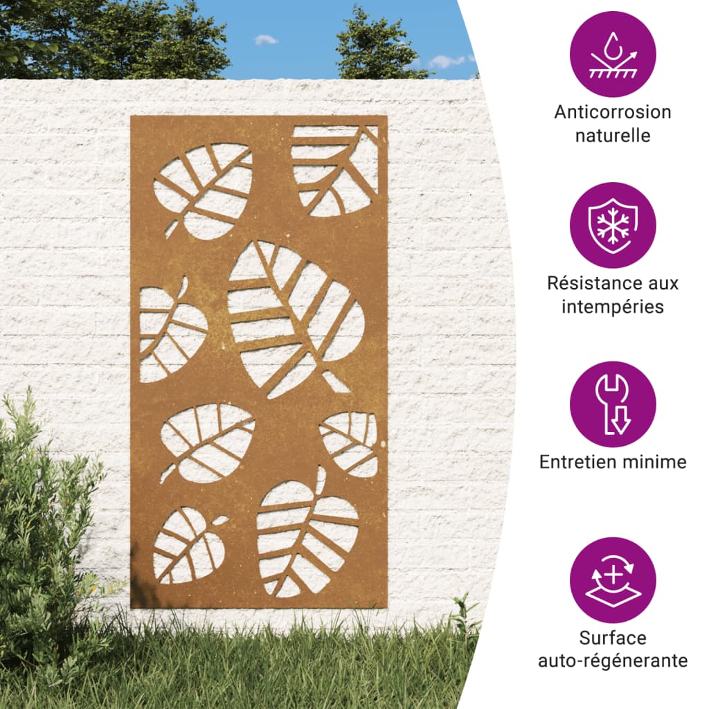 Garden Wall Decoration 105x55 cm Corten Steel Leaf Design