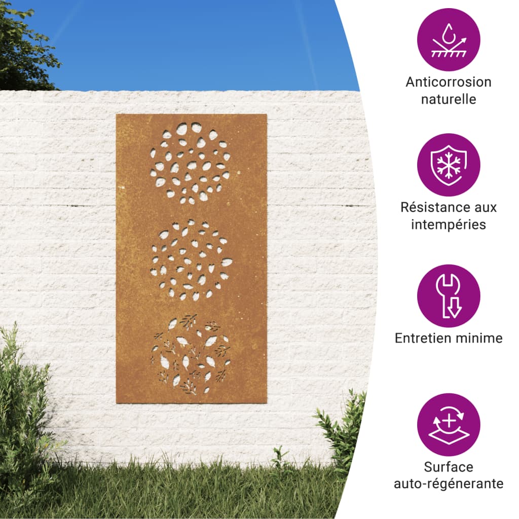 Garden Wall Decoration 105x55 cm Corten Steel Leaf Design