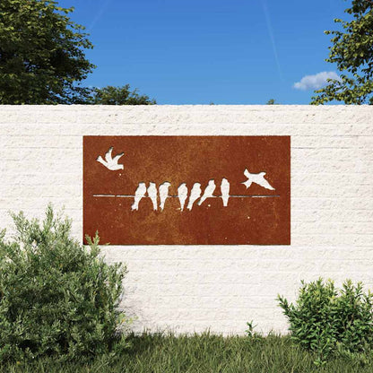 Garden Wall Decoration 105x55 cm Corten Steel Bird Design
