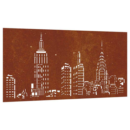 Garden Wall Decoration 105x55 cm Corten Steel Skyline Design