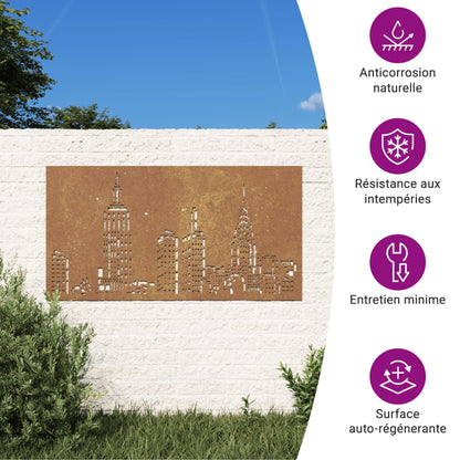 Garden Wall Decoration 105x55 cm Corten Steel Skyline Design