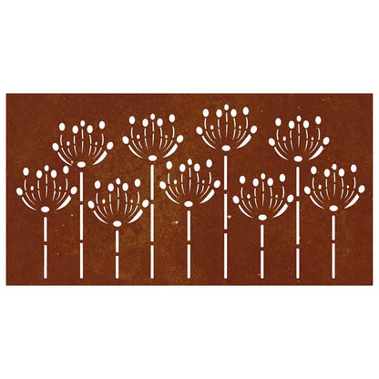 Garden Wall Decoration 105x55 cm Corten Steel Flower Design