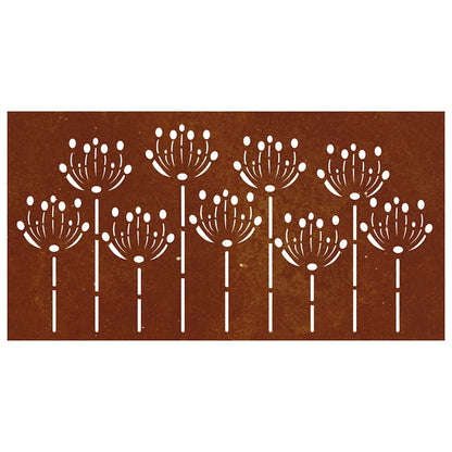 Garden Wall Decoration 105x55 cm Corten Steel Flower Design