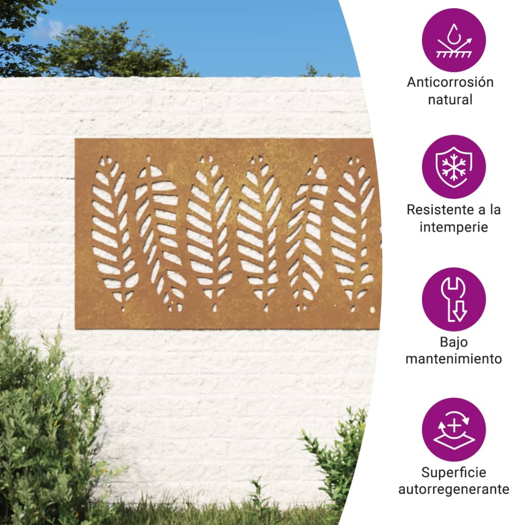 Garden Wall Decoration 105x55 cm Corten Steel Leaf Design