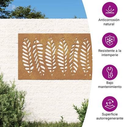 Garden Wall Decoration 105x55 cm Corten Steel Leaf Design