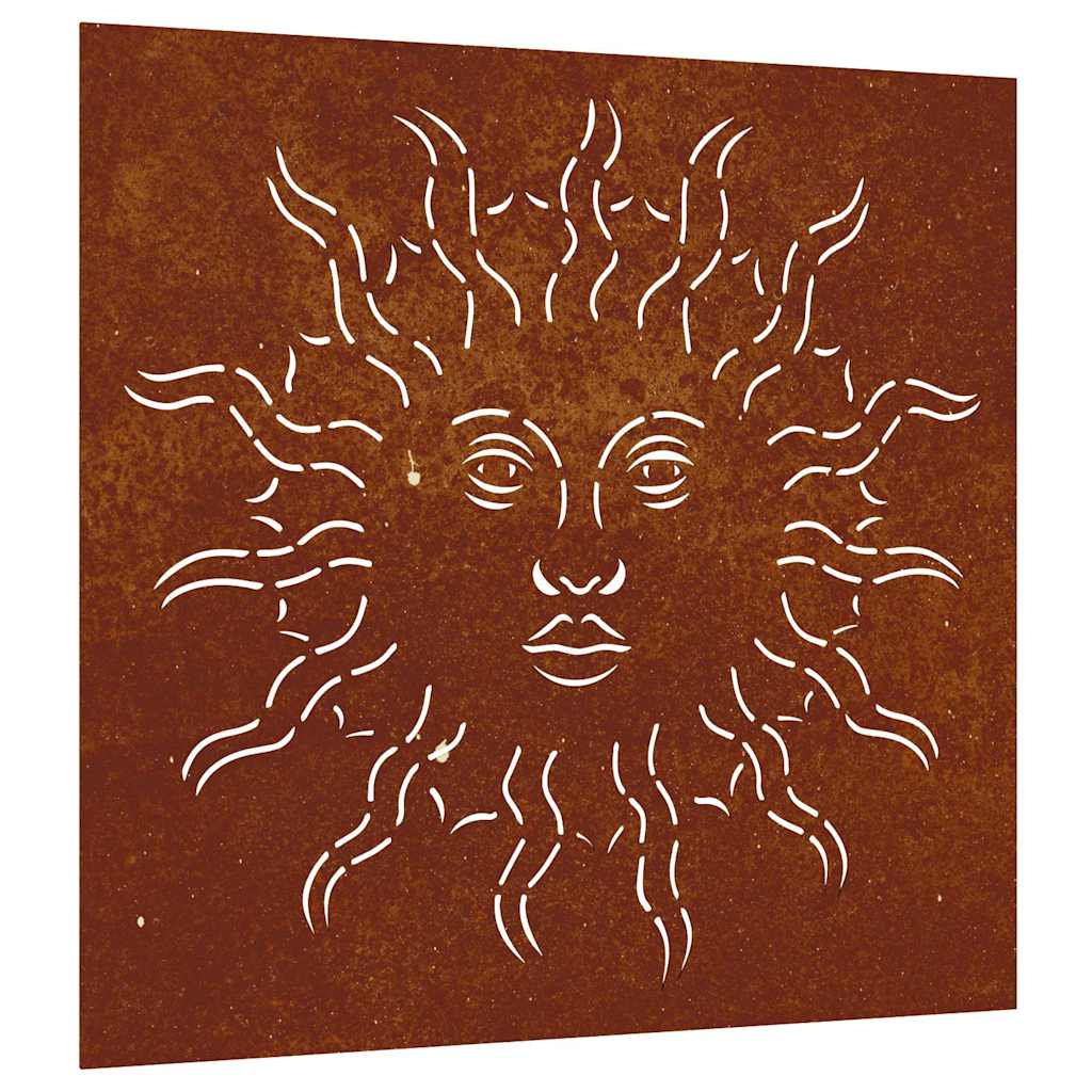 Garden Wall Decoration 55x55 cm Corten Steel Sun Design