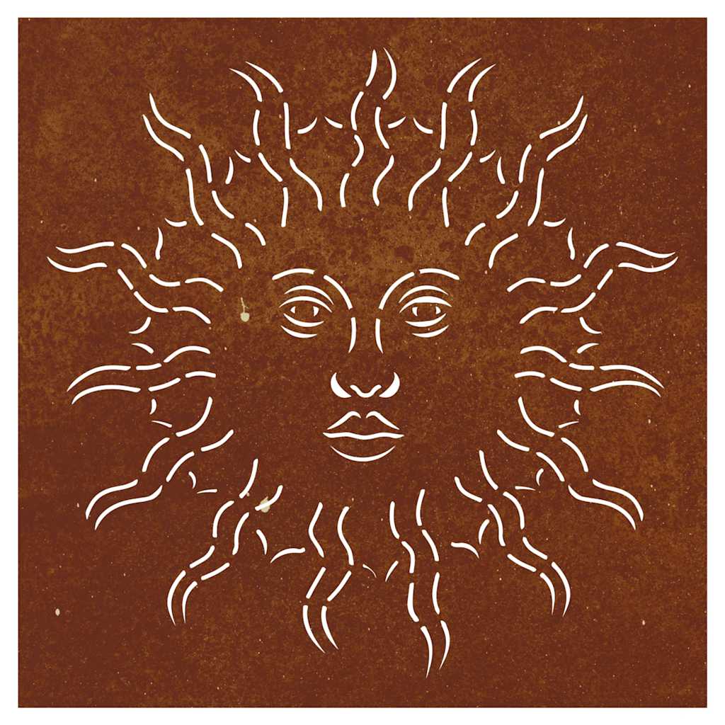 Garden Wall Decoration 55x55 cm Corten Steel Sun Design
