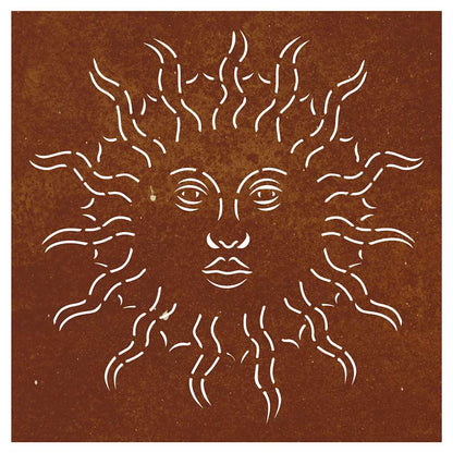 Garden Wall Decoration 55x55 cm Corten Steel Sun Design