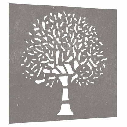 Garden Wall Decoration 55x55 cm Corten Steel Tree Design