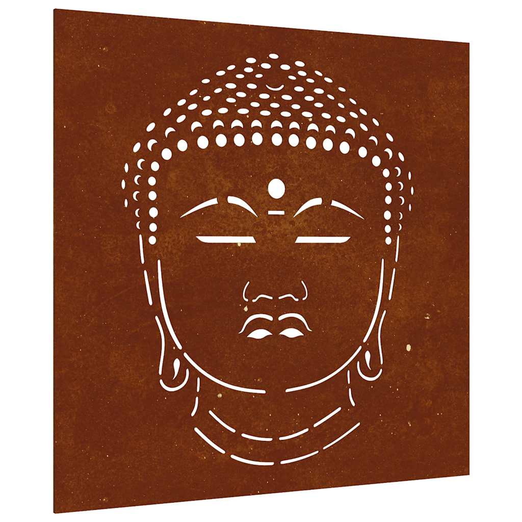 Garden Wall Decoration 55x55 cm Corten Steel Buddha Head Design