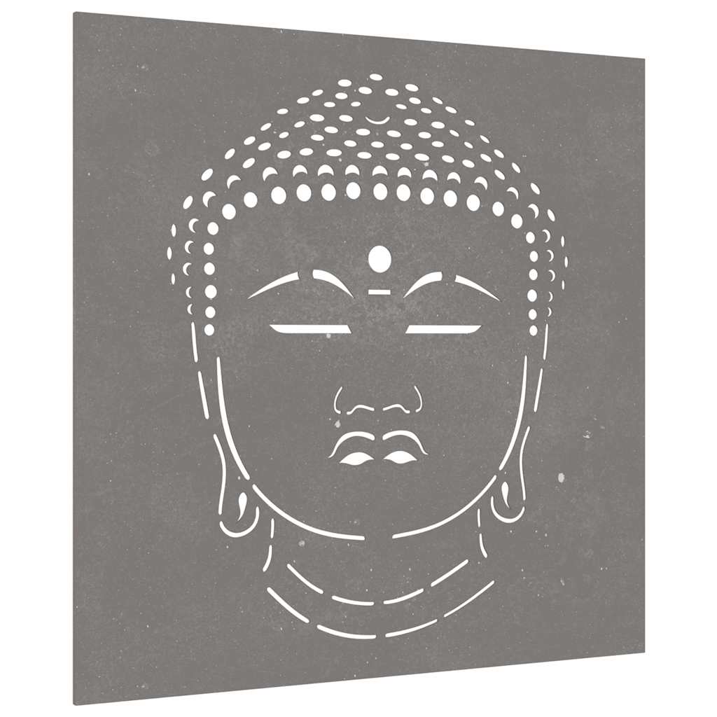 Garden Wall Decoration 55x55 cm Corten Steel Buddha Head Design