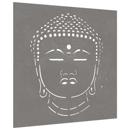 Garden Wall Decoration 55x55 cm Corten Steel Buddha Head Design