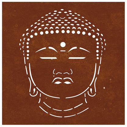 Garden Wall Decoration 55x55 cm Corten Steel Buddha Head Design