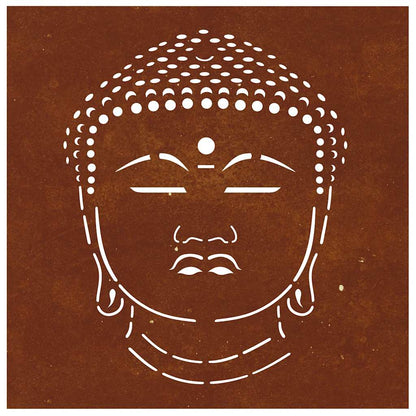 Garden Wall Decoration 55x55 cm Corten Steel Buddha Head Design