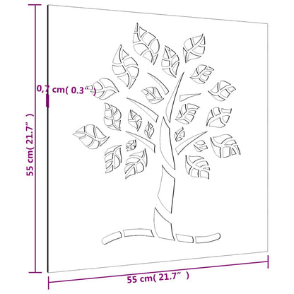 Garden Wall Decoration 55x55 cm Corten Steel Tree Design