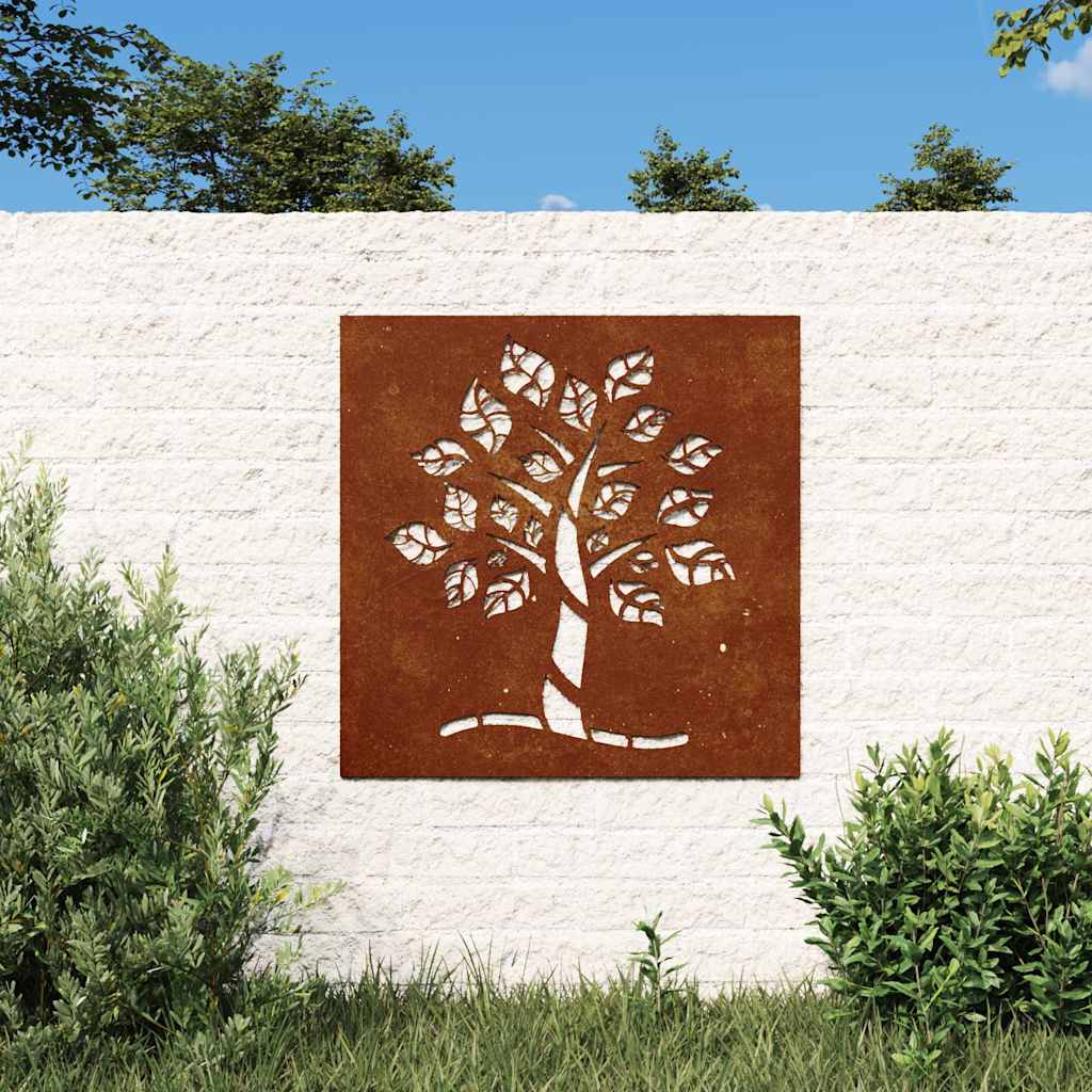 Garden Wall Decoration 55x55 cm Corten Steel Tree Design
