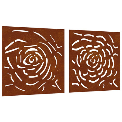 Garden Wall Decorations 2 pcs 55x55 cm Corten Steel Rose Design