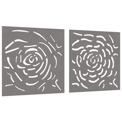 Garden Wall Decorations 2 pcs 55x55 cm Corten Steel Rose Design