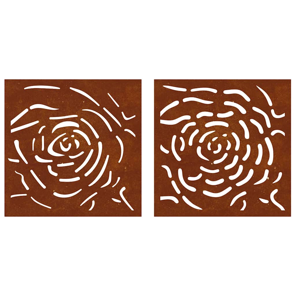 Garden Wall Decorations 2 pcs 55x55 cm Corten Steel Rose Design