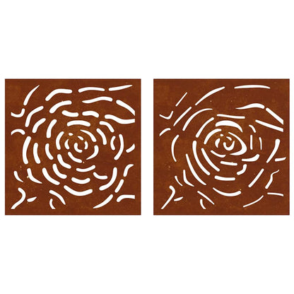 Garden Wall Decorations 2 pcs 55x55 cm Corten Steel Rose Design