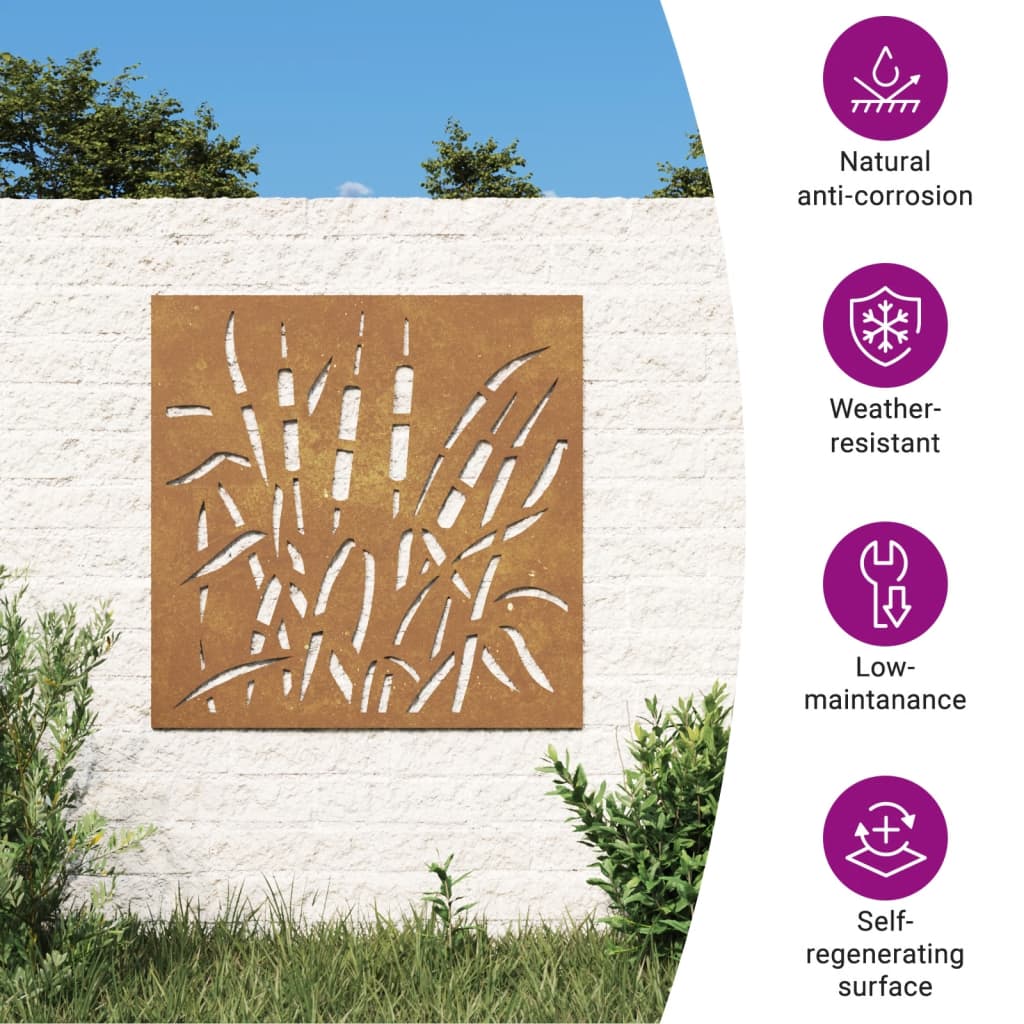 Garden Wall Decoration 55x55 cm Corten Steel Grass Design