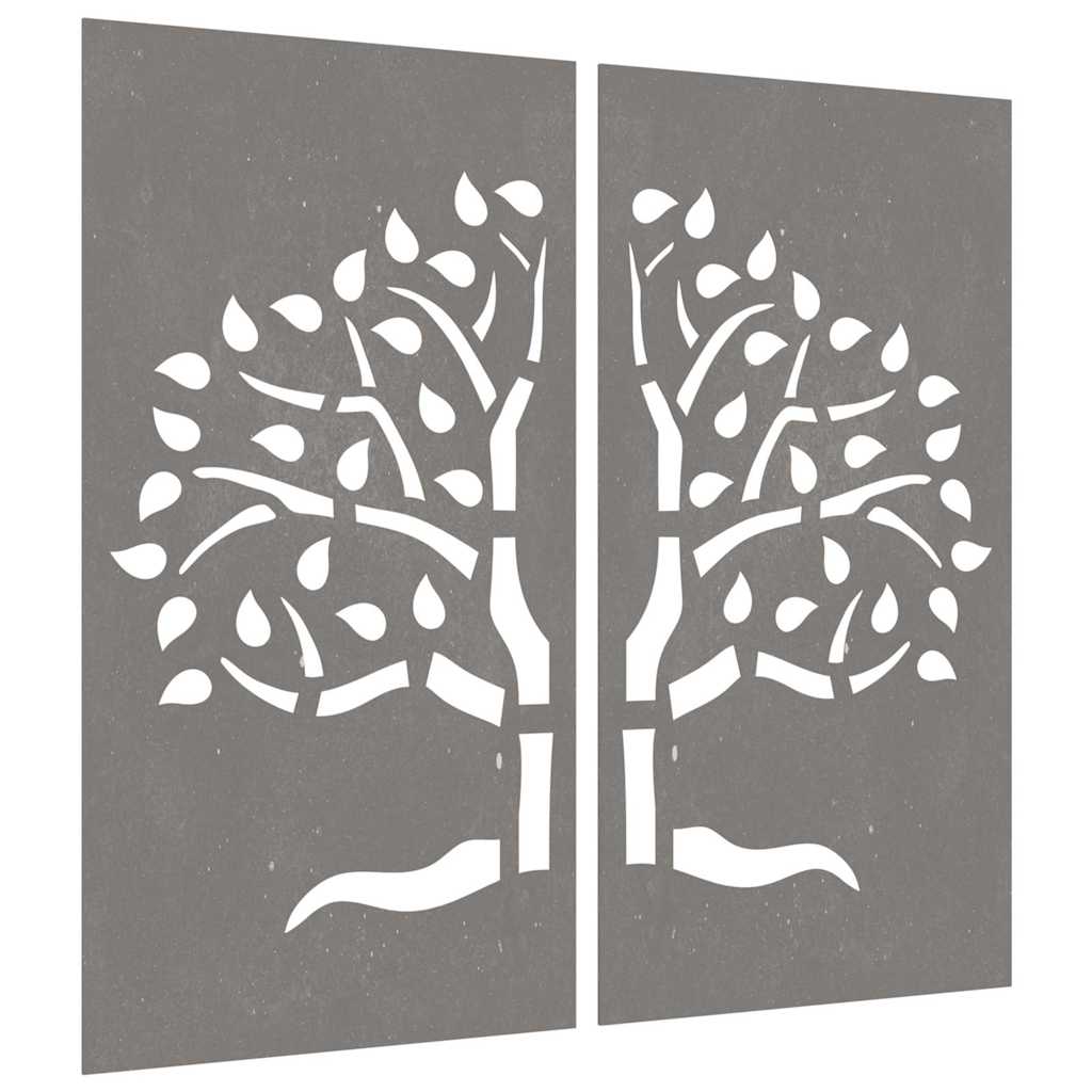 Garden Wall Decorations 2 pcs 105x55cm Corten Steel Tree Design