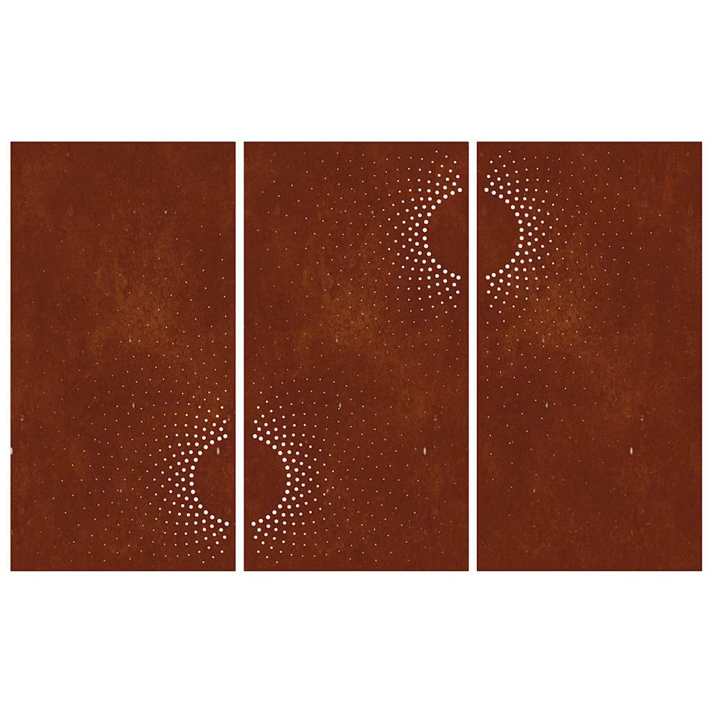 Garden Wall Decorations 3 pcs 105x55 cm Corten Steel Sun Design