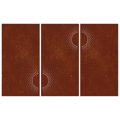 824512 vidaXL Garden Wall Decorations 3 pcs 105x55 cm Corten Steel Sun Design