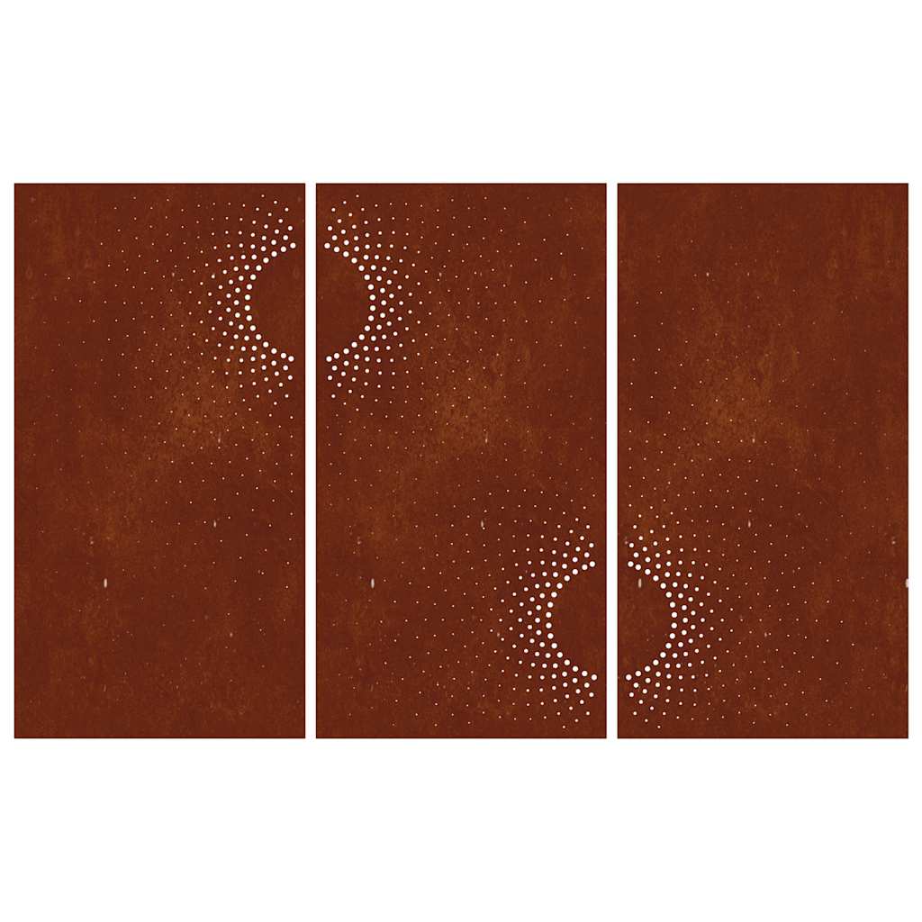 Garden Wall Decorations 3 pcs 105x55 cm Corten Steel Sun Design