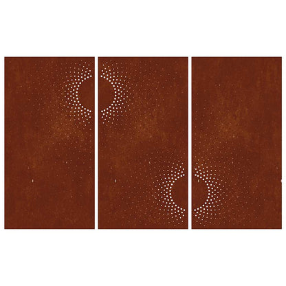 Garden Wall Decorations 3 pcs 105x55 cm Corten Steel Sun Design