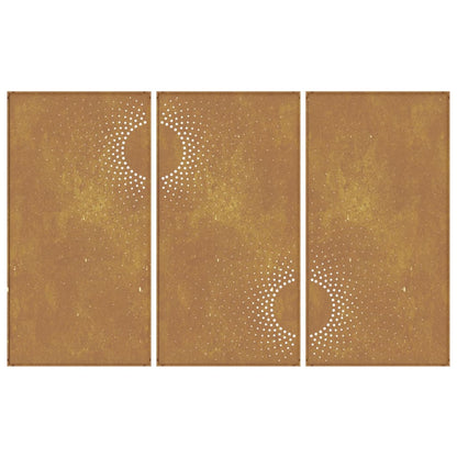 Garden Wall Decorations 3 pcs 105x55 cm Corten Steel Sun Design
