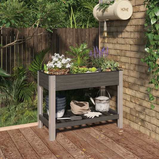 Garden Raised Bed with Shelf Grey 100x50x75 cm WPC