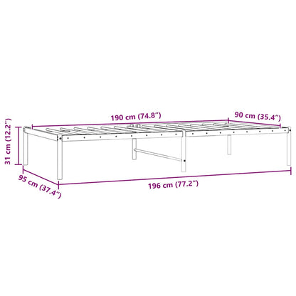 Metal Bed Frame without Mattress Black 90x190cm