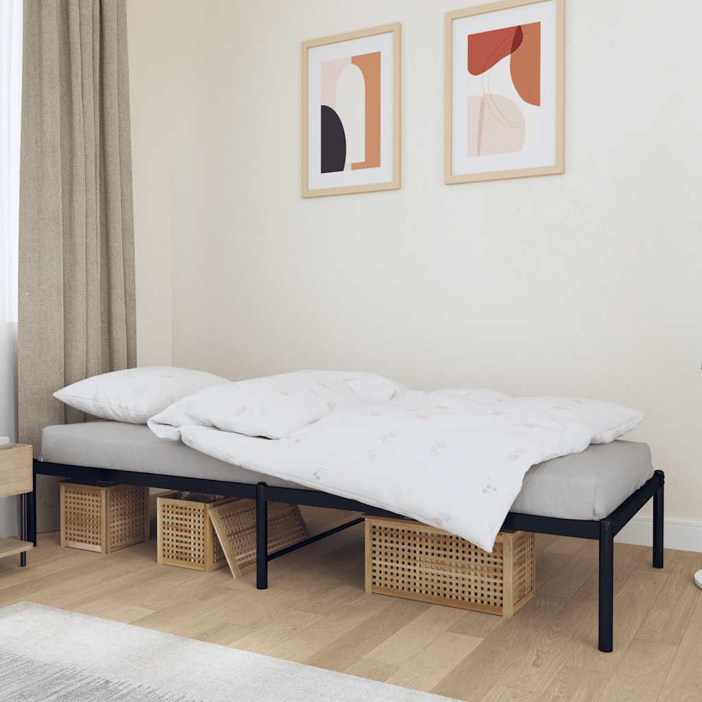 Metal Bed Frame without Mattress Black 90x190cm