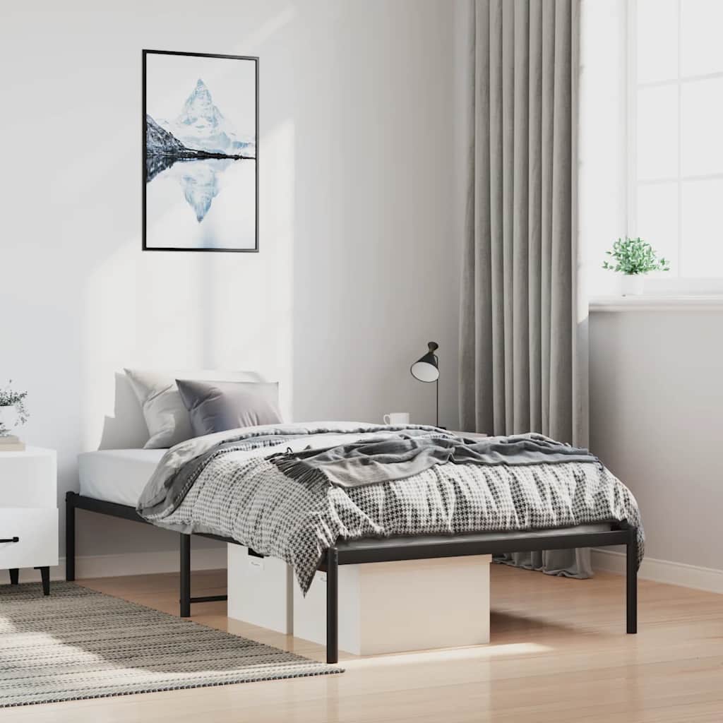 Metal Bed Frame without Mattress Black 100x190cm