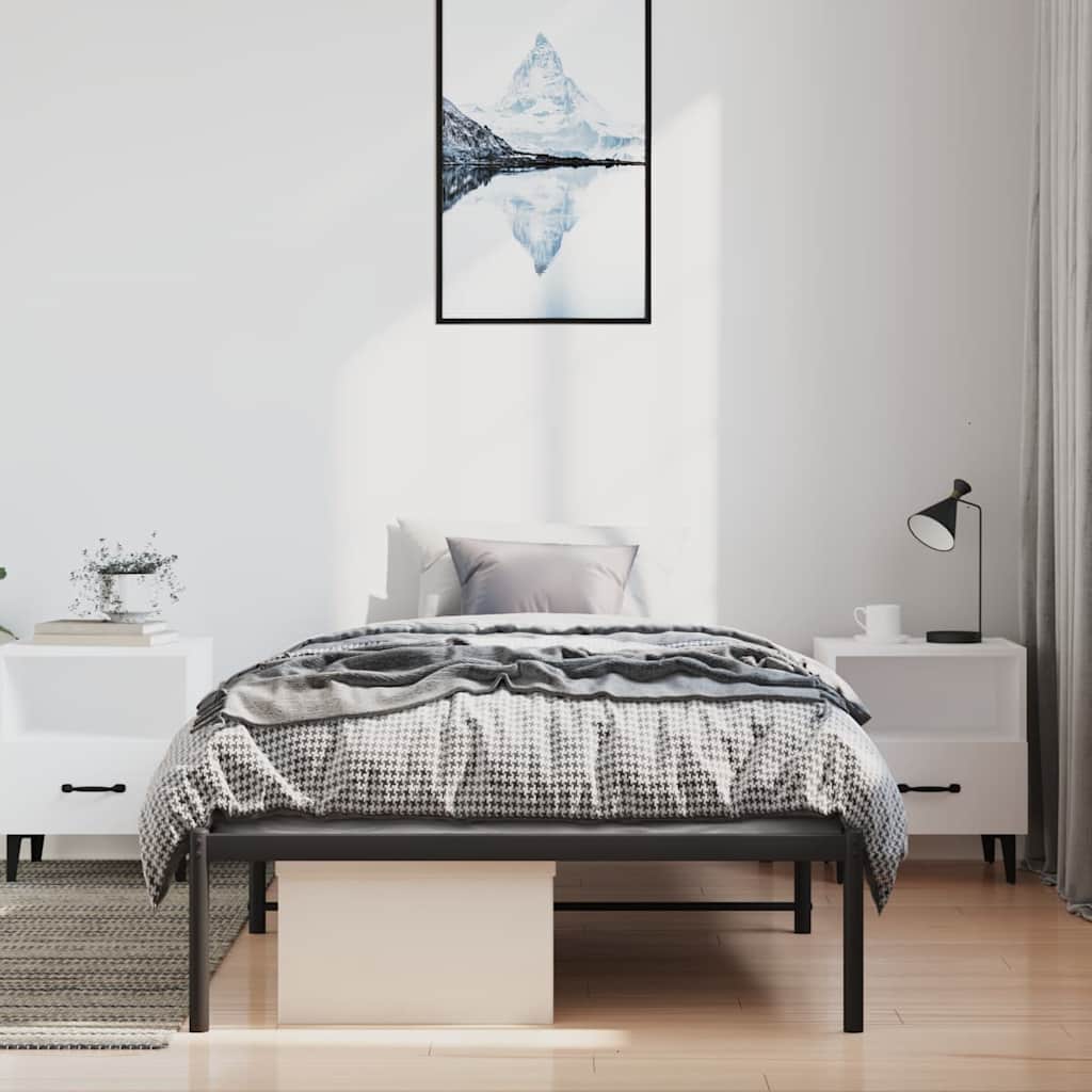 Metal Bed Frame without Mattress Black 100x200cm