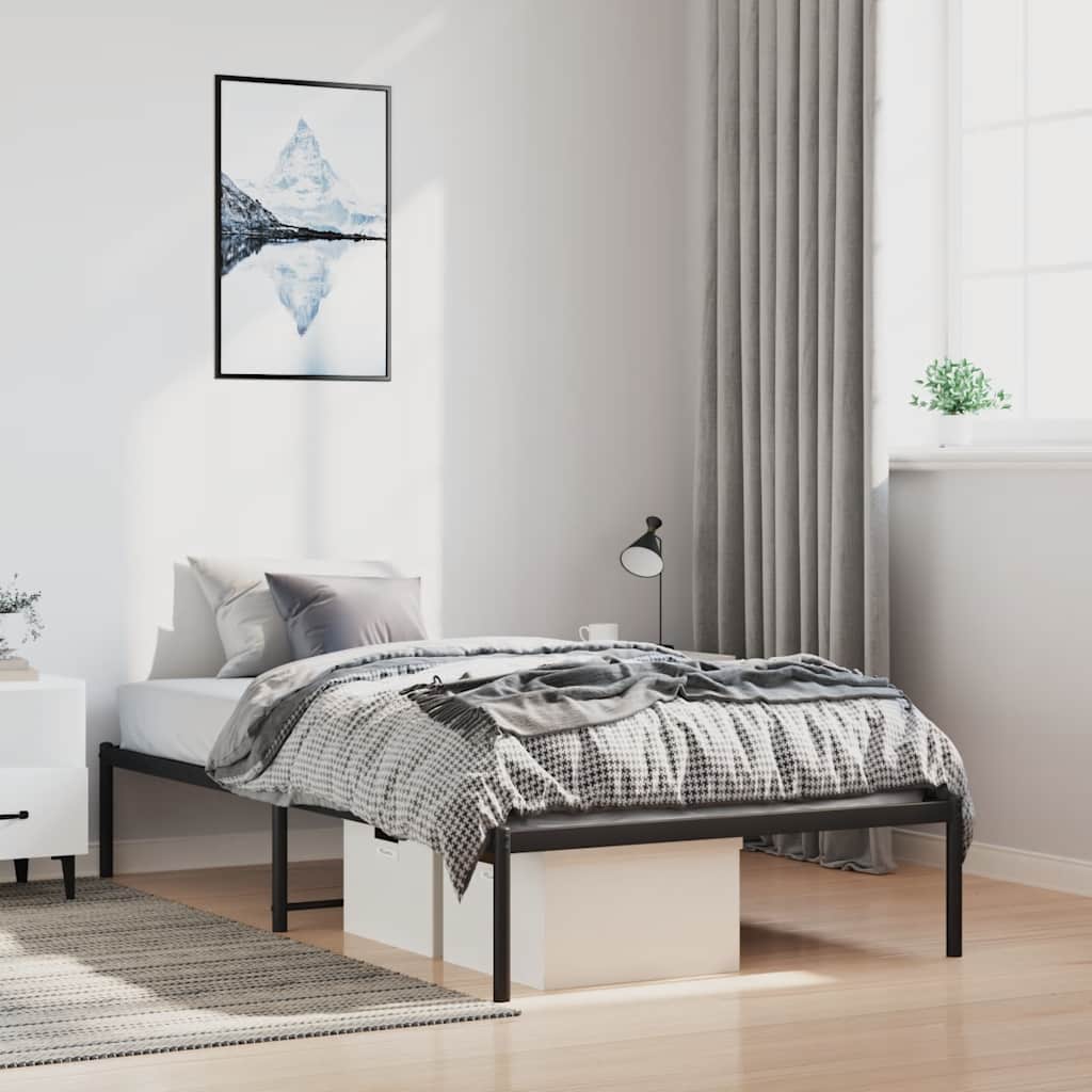 Metal Bed Frame without Mattress Black 100x200cm