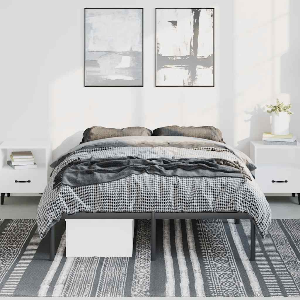 Metal Bed Frame without Mattress Black 135x190cm