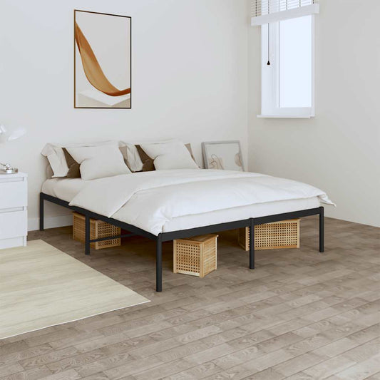 Metal Bed Frame without Mattress Black 140x190cm