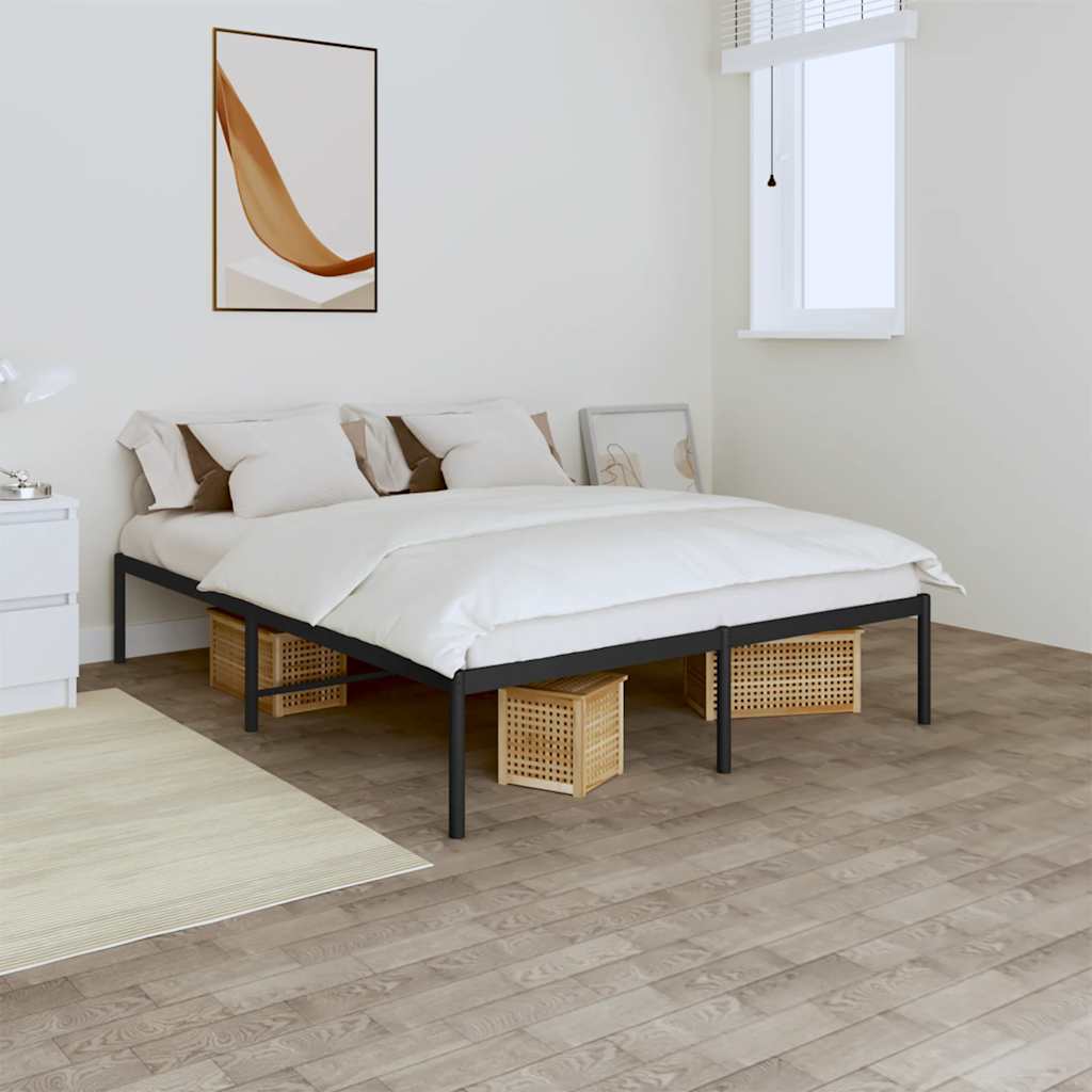 Metal Bed Frame without Mattress Black 160x200cm