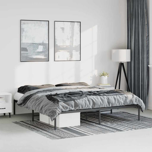Metal Bed Frame without Mattress Black 183x213cm