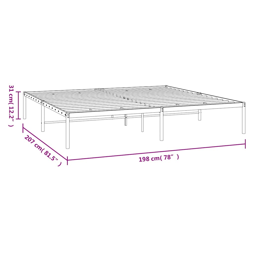 Metal Bed Frame without Mattress Black 193x203cm