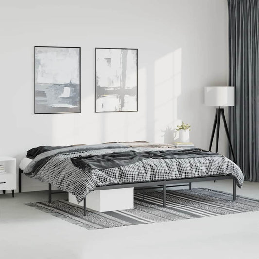 Metal Bed Frame without Mattress Black 193x203cm