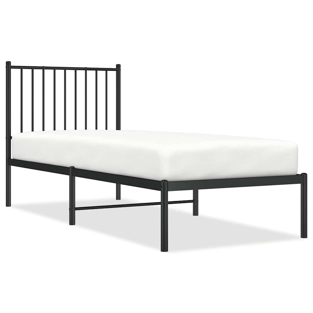Metal Bed Frame without Mattress with Headboard Black 80x200cm