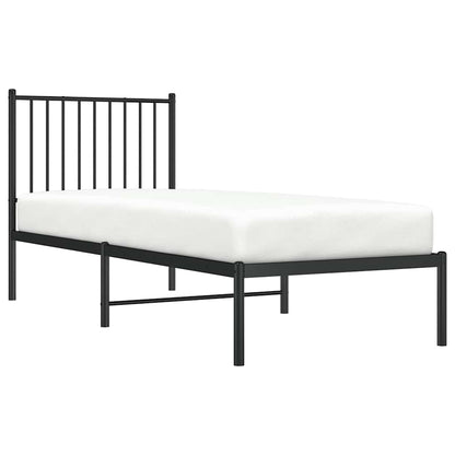Metal Bed Frame without Mattress with Headboard Black 80x200cm
