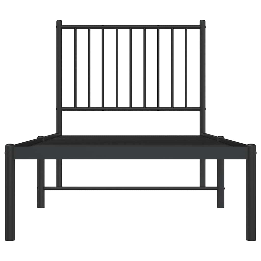 Metal Bed Frame without Mattress with Headboard Black 80x200cm