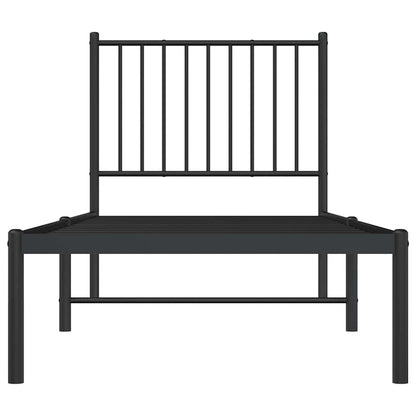 Metal Bed Frame without Mattress with Headboard Black 80x200cm